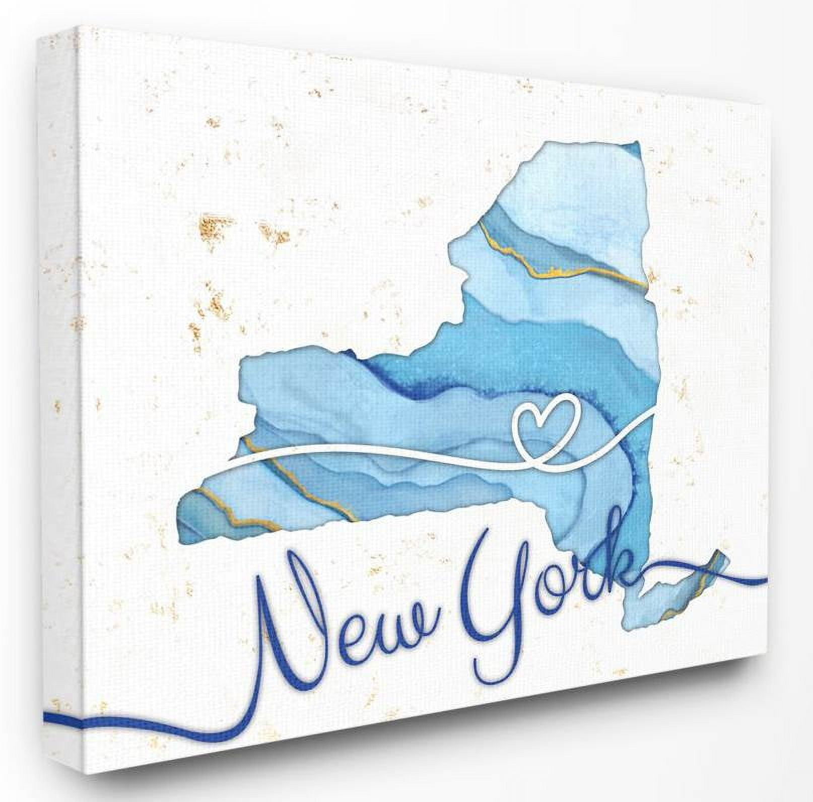 Stupell Industries New York Agate Blue US State Design Canvas Wall Art by Ziwei Li