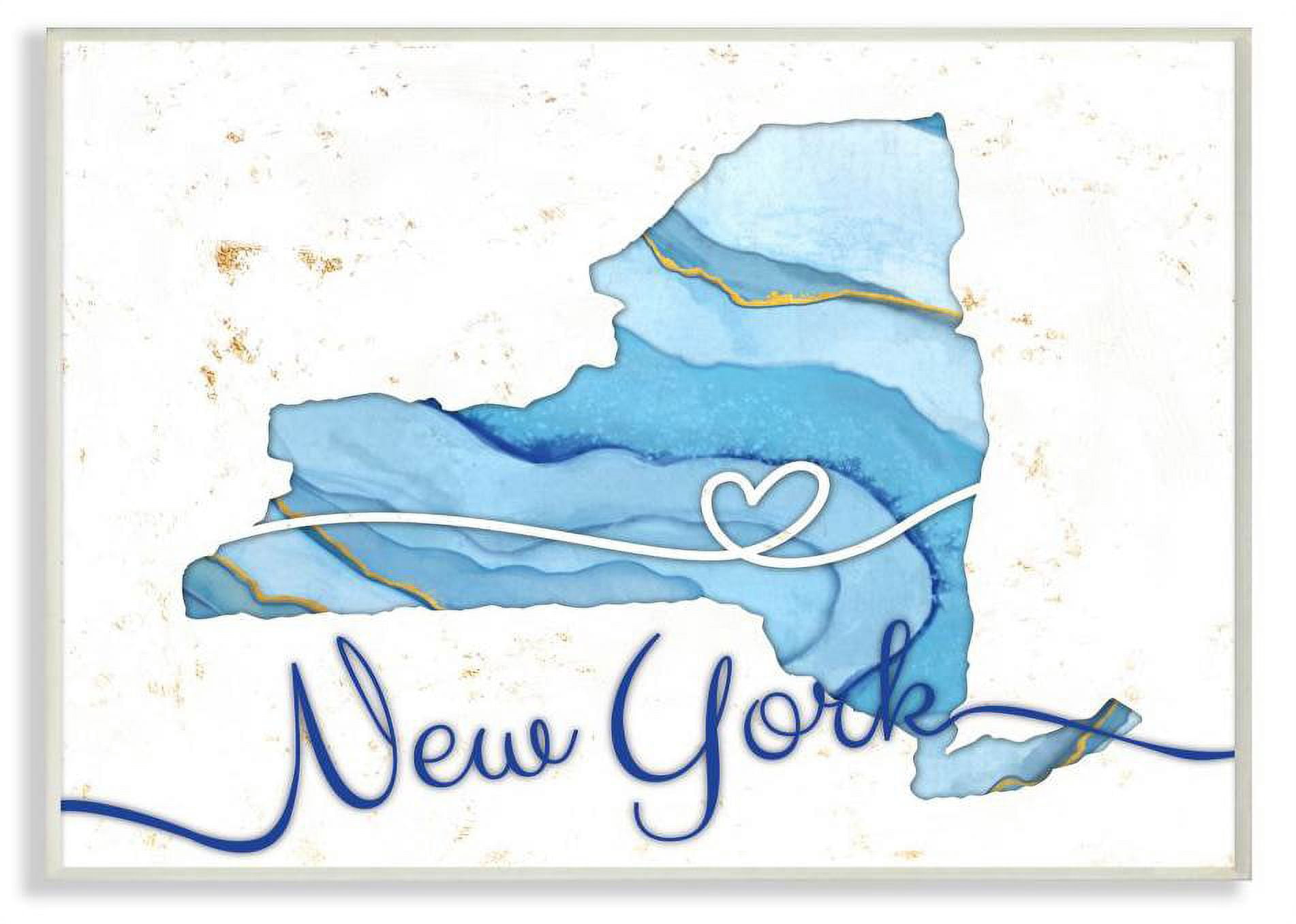 Stupell Industries New York Agate Blue US State Design Wall Plaque by Ziwei Li