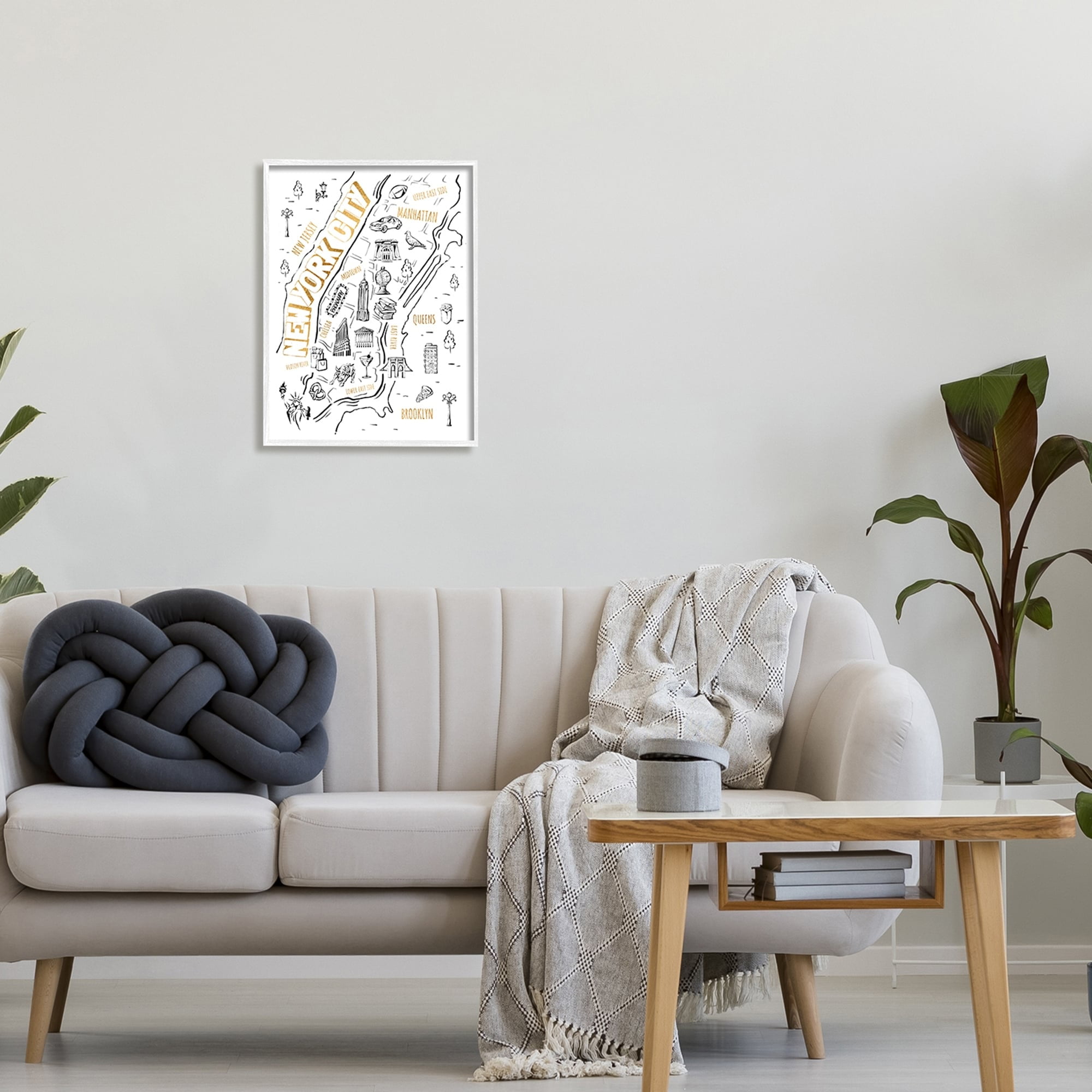 Stupell Industries New York City Destination Illustrations Map Diagram , 16 x 20, Design by Ziwei Li