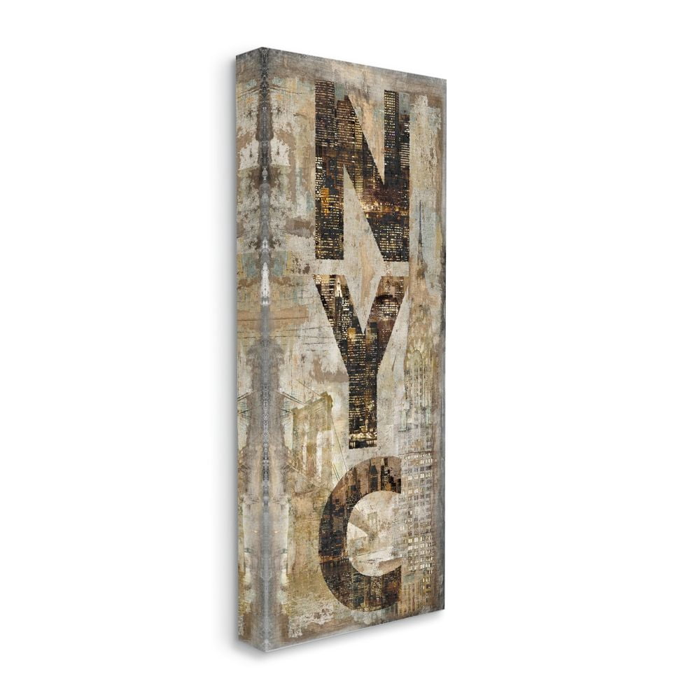 Stupell Industries New York City Montage Collage Photograph Design Canvas Wall Art by Luke Wilson, 20" x 48"