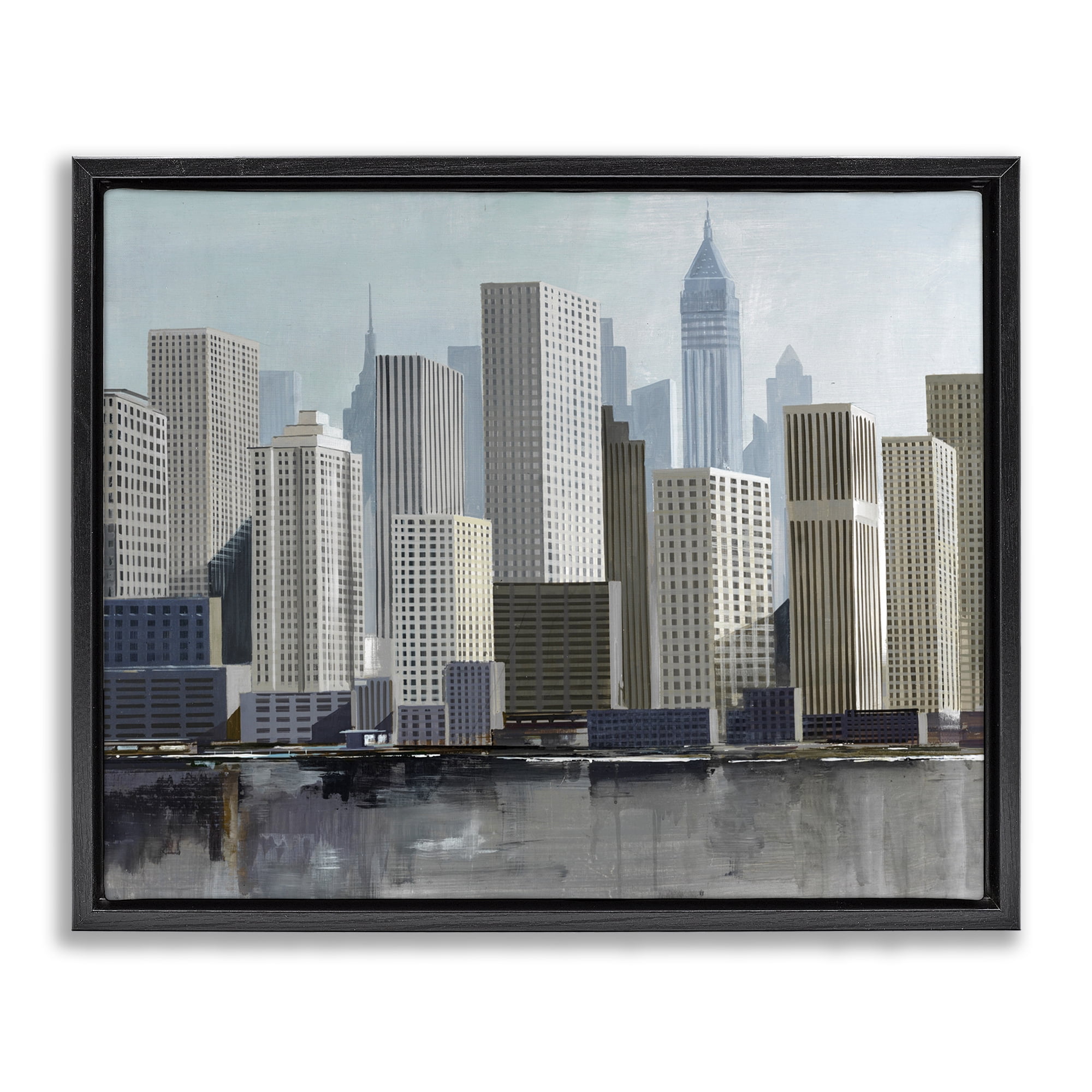 Stupell Industries New York City Sans Bridge Black Framed Floater Canvas Wall Art, design by Lorenzo Collective
