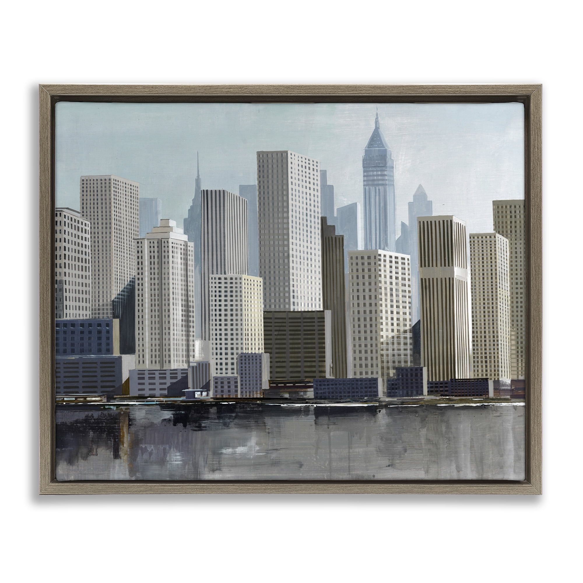 Stupell Industries New York City Sans Bridge Brown Framed Floater Canvas Wall Art, design by Lorenzo Collective
