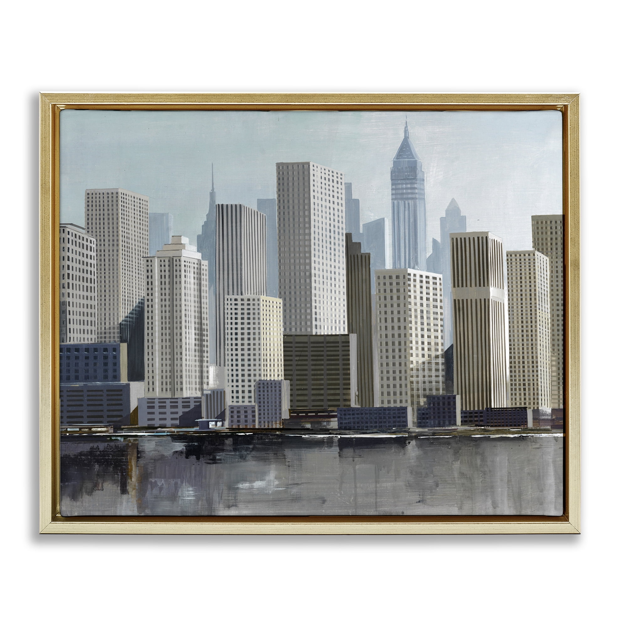 Stupell Industries New York City Sans Bridge Gold Framed Floater Canvas Wall Art, design by Lorenzo Collective