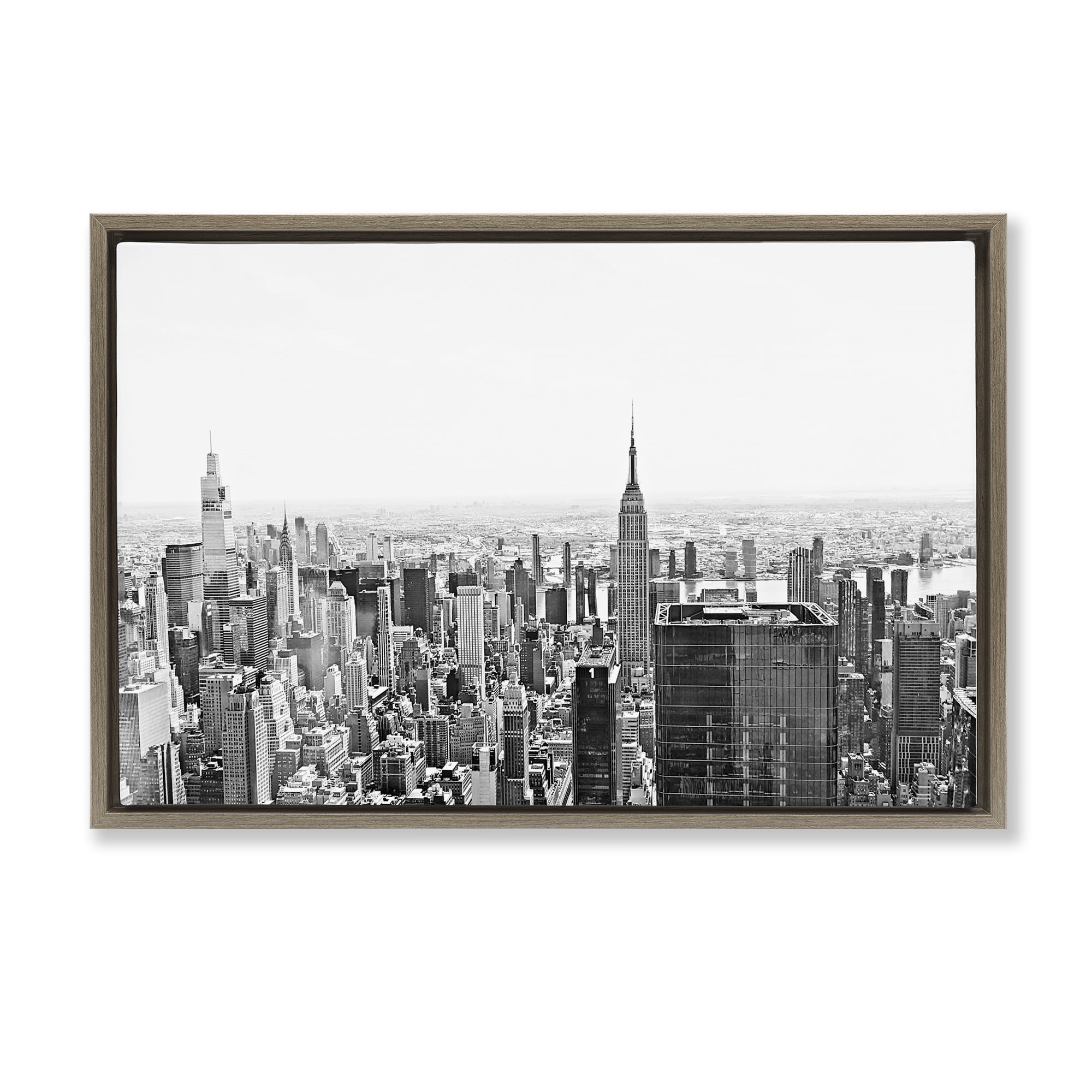 Stupell Industries New York City Scape View Brown Framed Floater Canvas Wall Art, design by Kali Wilson