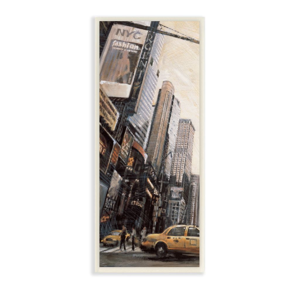 Stupell Industries New York City Street Cityscape Painting Wall Plaque by Matthew Daniels, 7" x 7", Wall Plaque