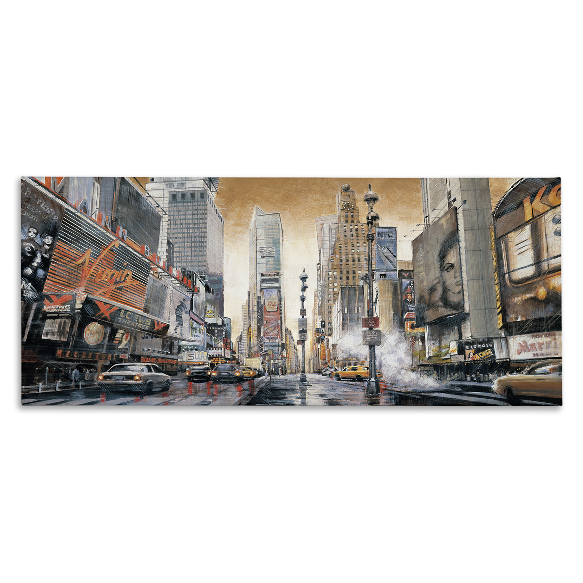 Stupell Industries New York Cityscape Scenery Painting Gallery Wrapped Canvas Art Print Wall Art, 40 x 17