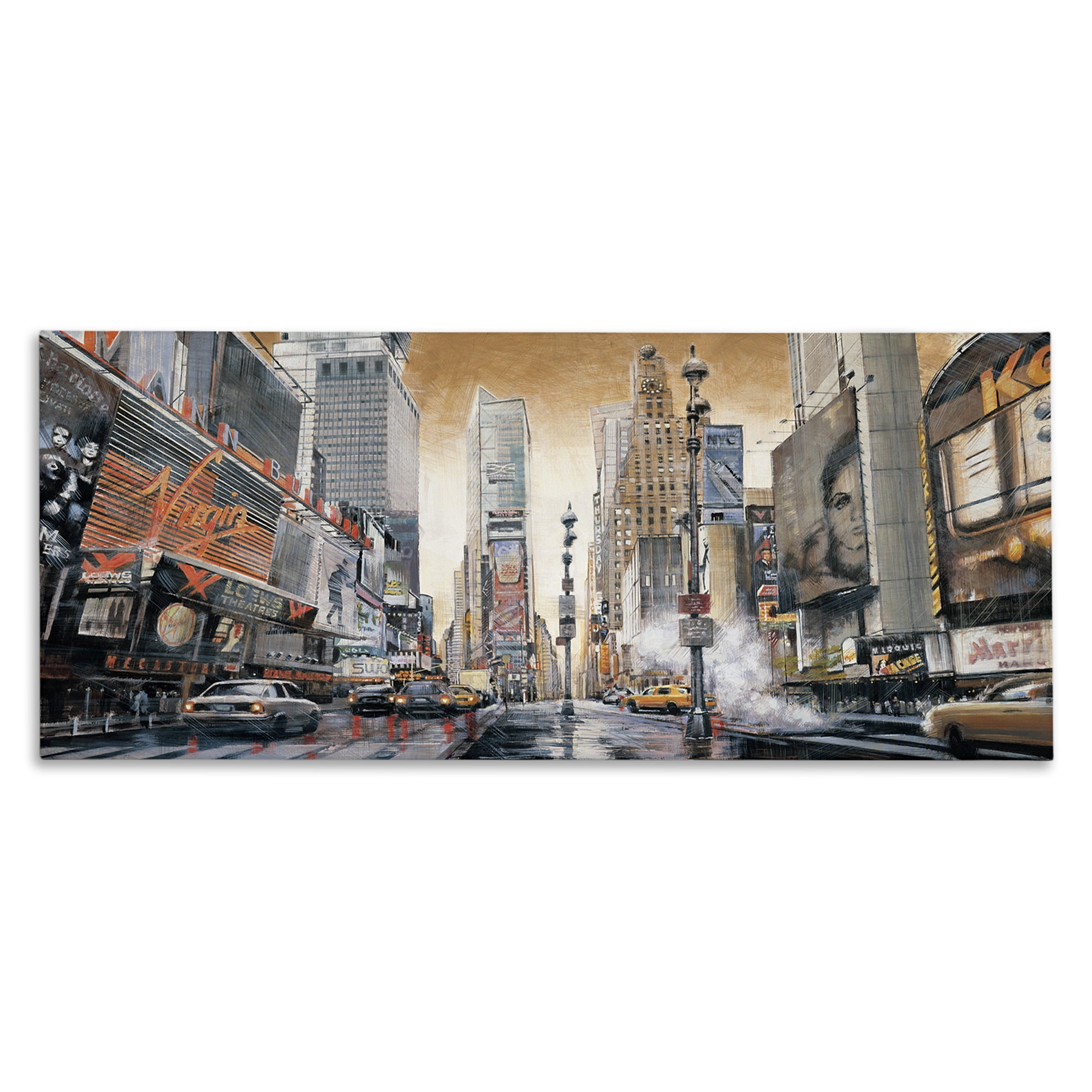 Stupell Industries New York Cityscape Scenery Painting Gallery Wrapped Canvas Art Print Wall Art, 48 x 20