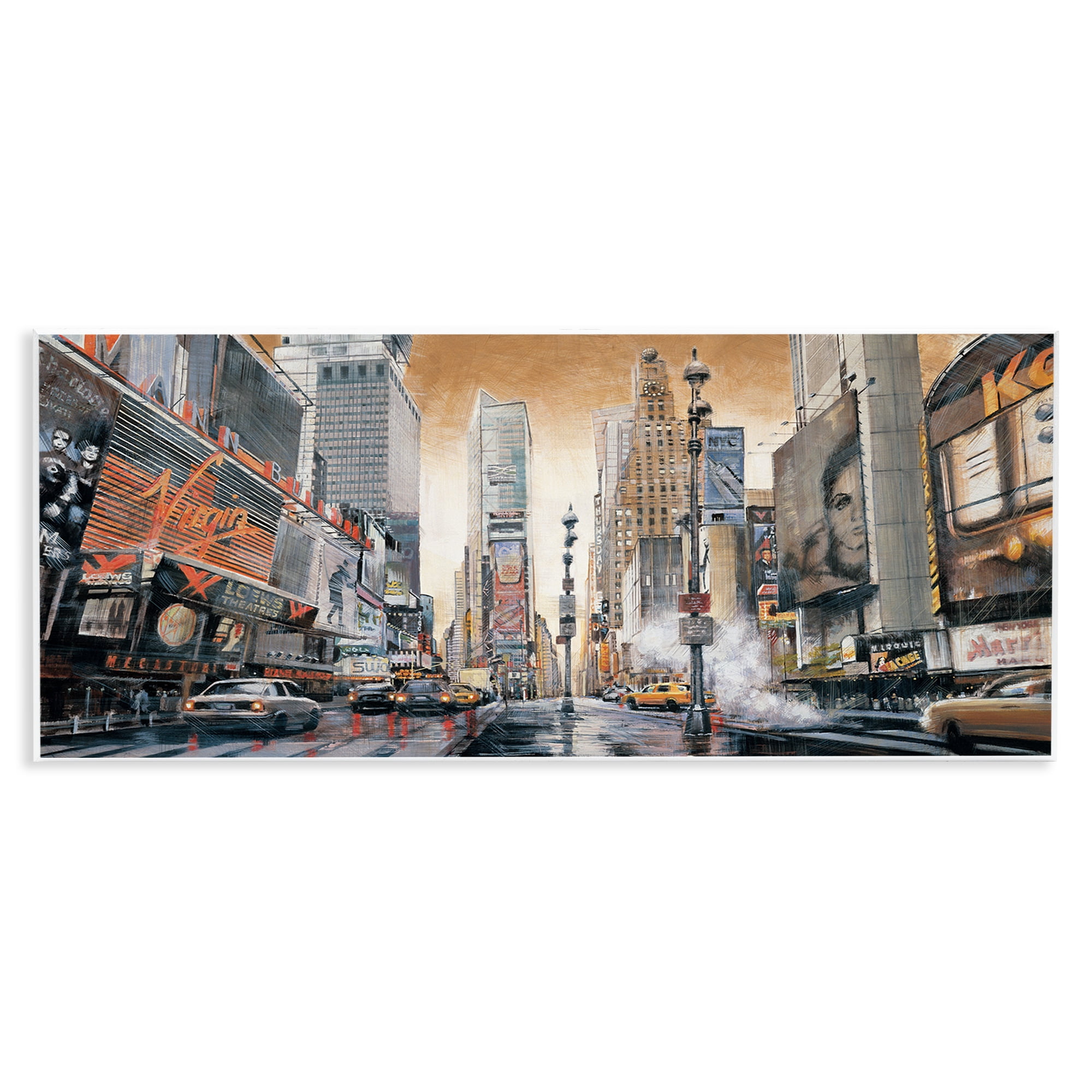 Stupell Industries New York Cityscape Scenery Painting Unframed Art Print Wall Art, 17 x 7