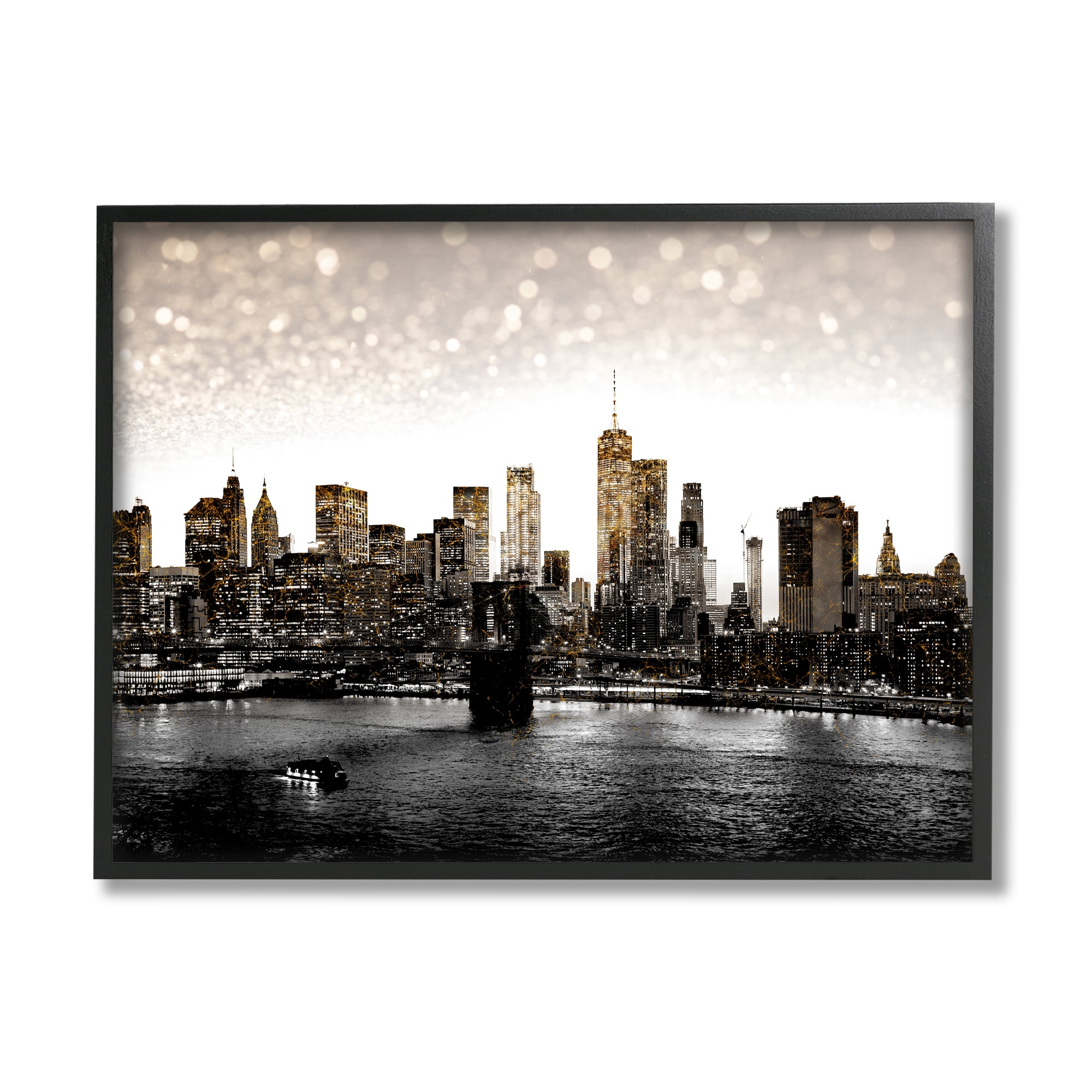 Stupell Industries New York Evening City Skyline Brooklyn Bridge Manhattan, 14 x 11, Design by Ziwei Li