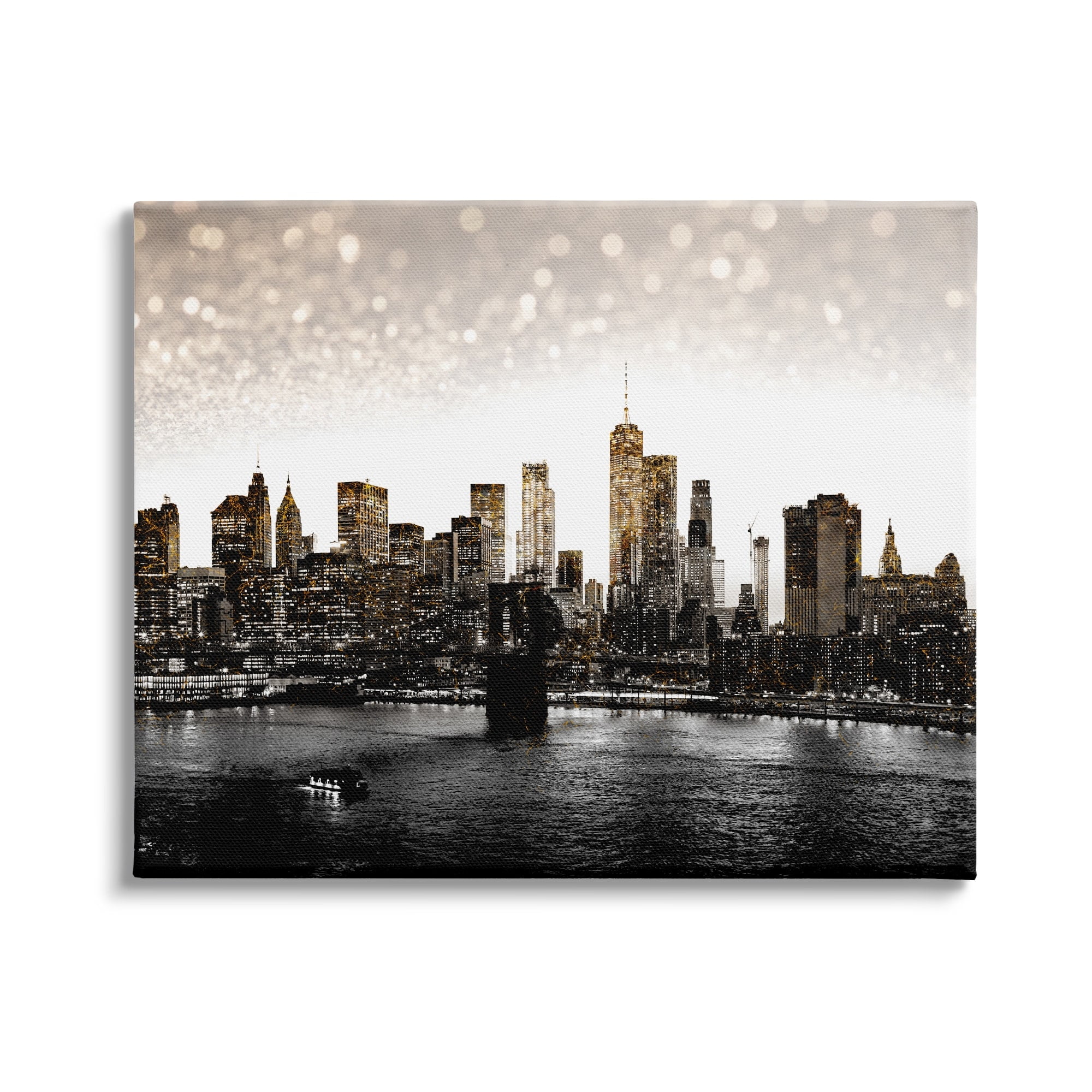 Stupell Industries New York Evening City Skyline Brooklyn Bridge Manhattan, 30 x 24, Design by Ziwei Li