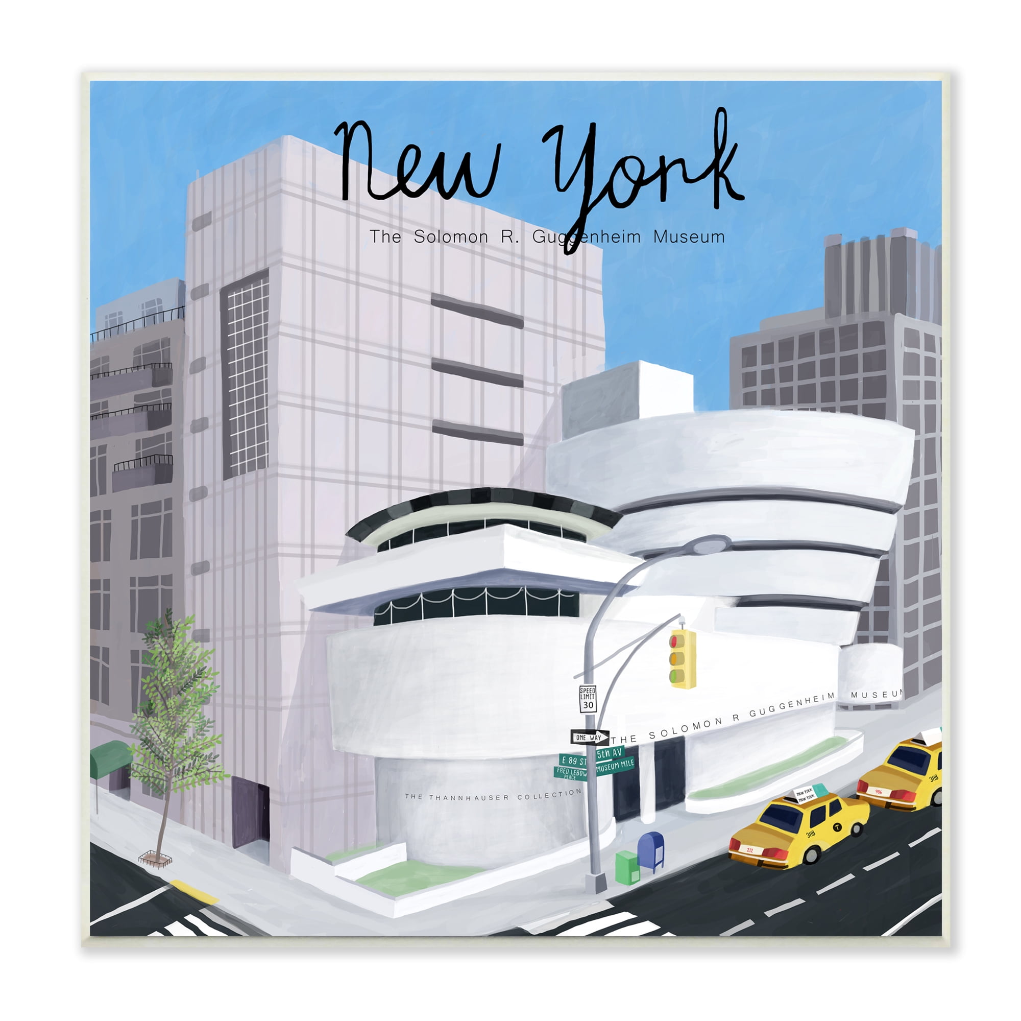 Stupell Industries New York Famous Museum Landmark Modern Architecture Travel & Places Painting Unframed Art Print Wall Art, 12 x 12