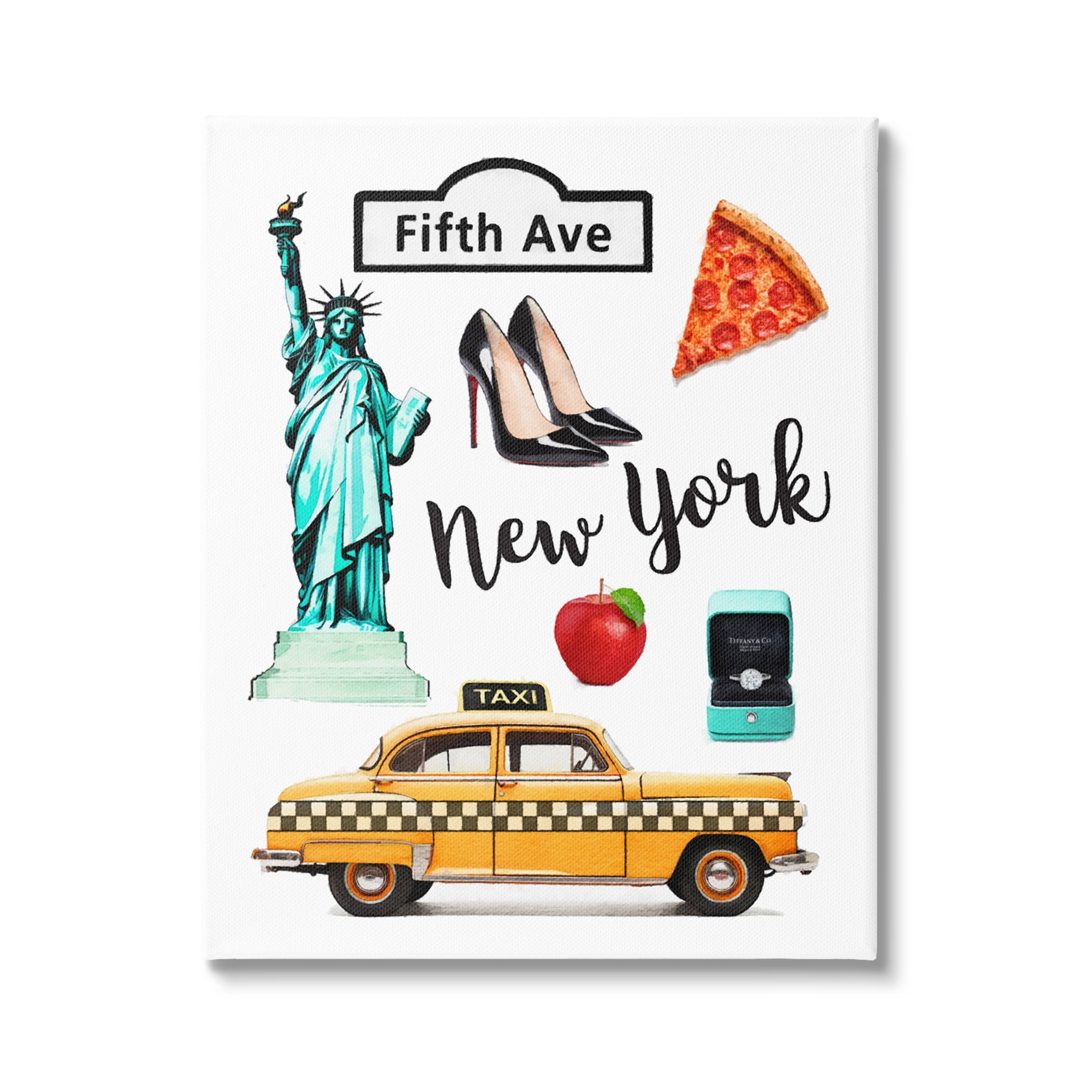 Stupell Industries New York Glam Travel Town & City Painting Gallery Wrapped Canvas Art Print Wall Art, 36 x 48