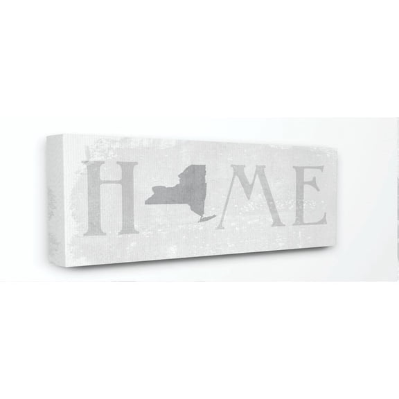 Stupell Industries New York Home State Map Grey Neutral Textured Word Design Canvas Wall Art by Daphne Polselli