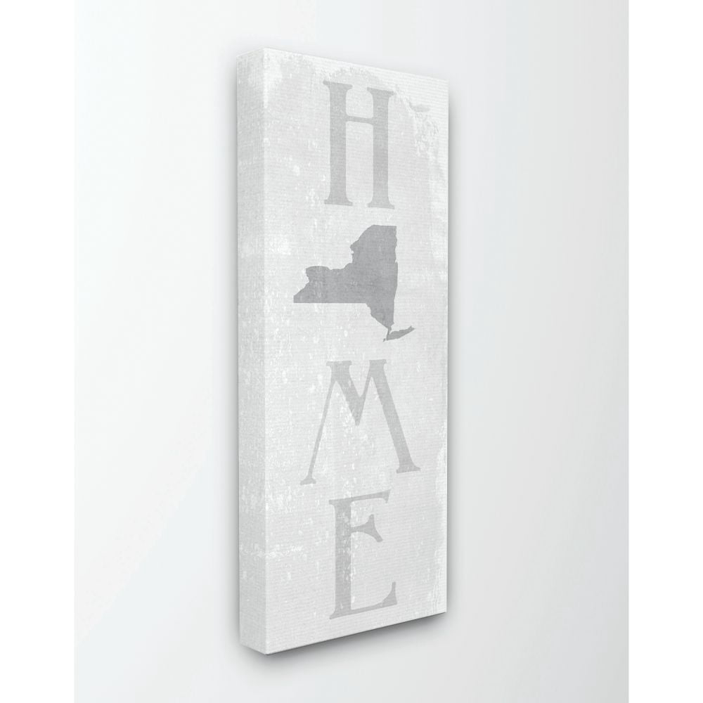 Stupell Industries New York Home State Map Grey Textured Word Design Canvas Wall Art by Daphne Polselli