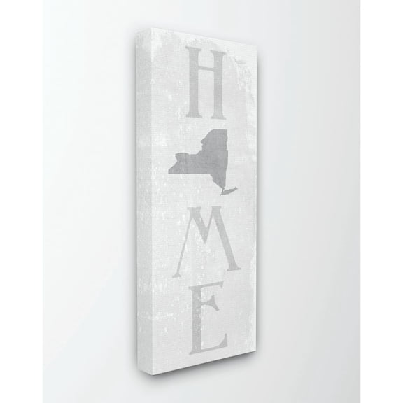 Stupell Industries New York Home State Map Grey Textured Word Design Canvas Wall Art by Daphne Polselli