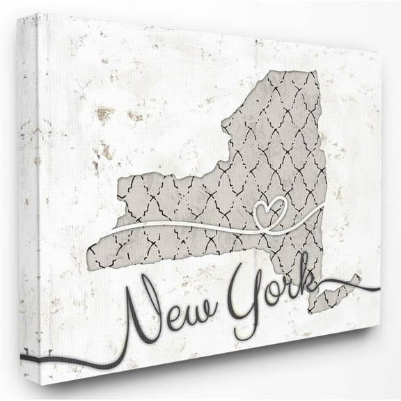Stupell Industries New York Patterned Grey US State Design Canvas Wall Art by Ziwei Li
