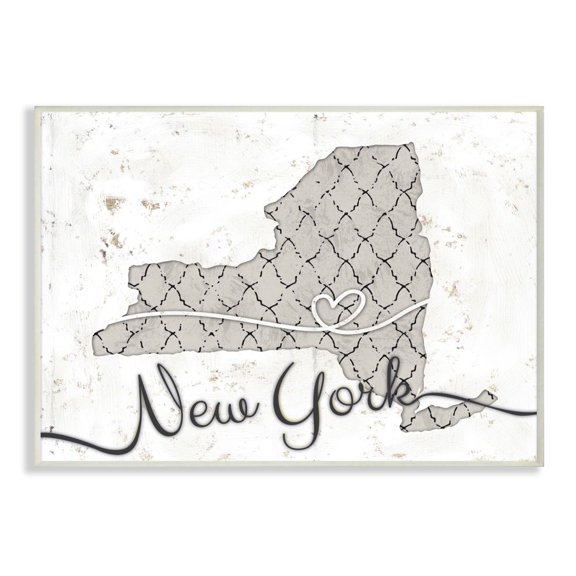 Stupell Industries New York Patterned Grey US State Design Wall Plaque by Ziwei Li