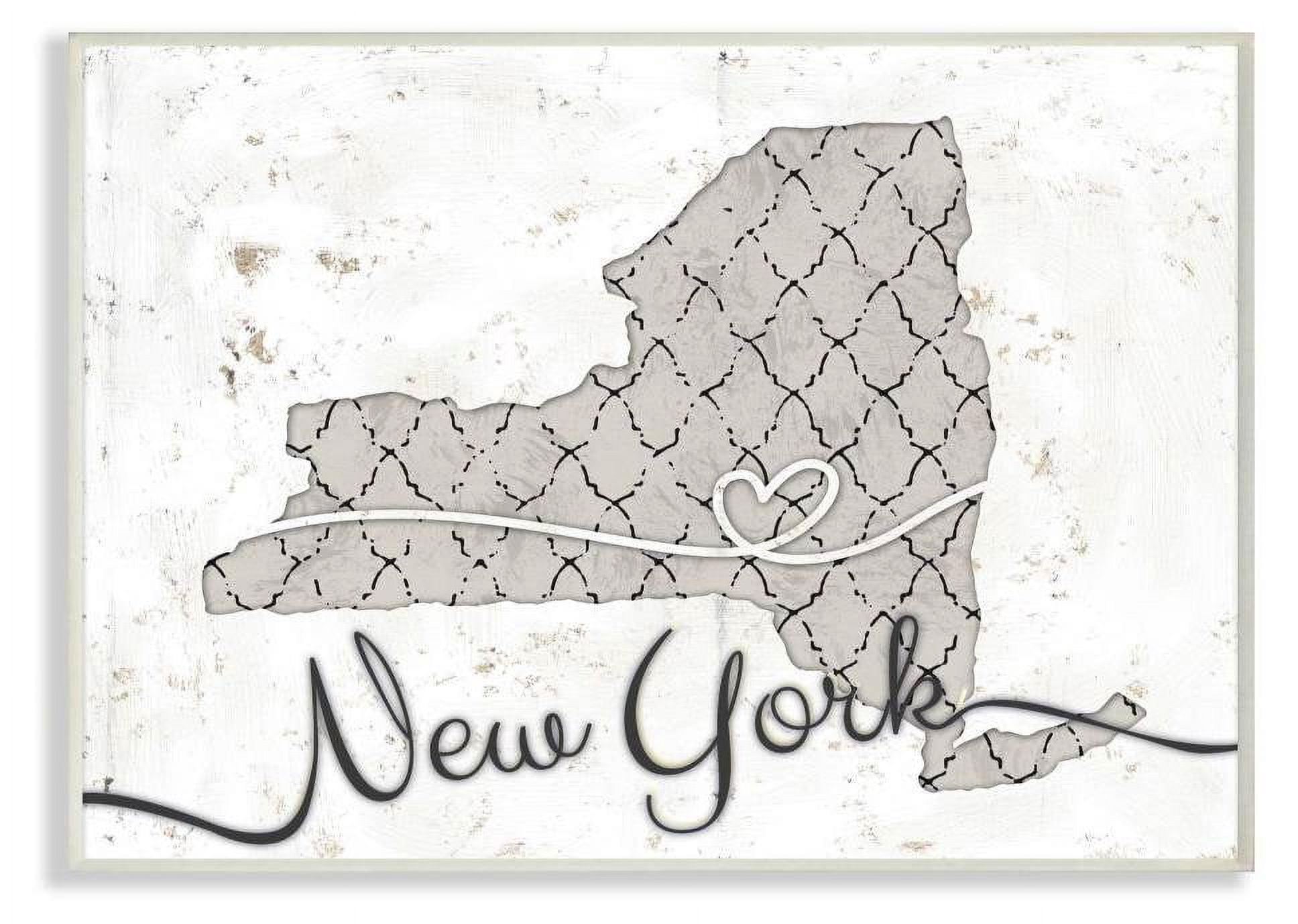 Stupell Industries New York Patterned Grey US State Design Wall Plaque by Ziwei Li