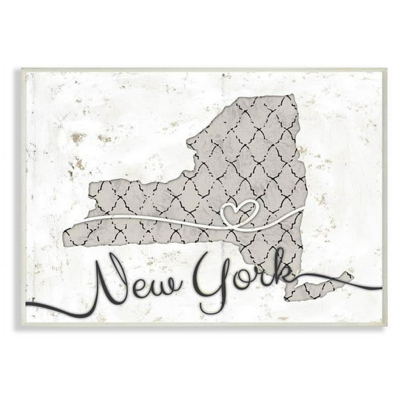 Stupell Industries New York Patterned Grey US State Design Wall Plaque by Ziwei Li