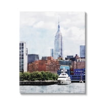 Stupell Industries New York Pier Metropolis Skyline Town & City Painting Gallery Wrapped Canvas Print Wall Art
