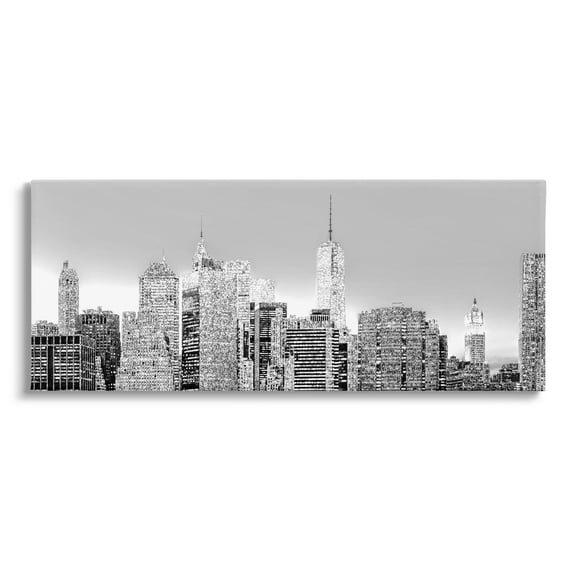 Stupell Industries New York Skyline Travel & Places Photography Gallery Wrapped Canvas Art Print Wall Art, 30 x 13