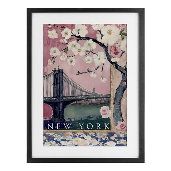 Stupell Industries New York Spring Tree Black Framed Print Under Glass, design by Annabelle Hall