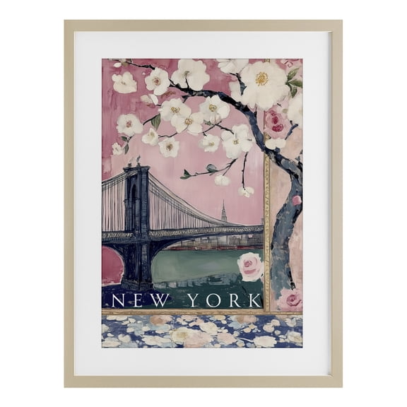 Stupell Industries New York Spring Tree Birch Framed Print Under Glass, design by Annabelle Hall