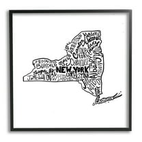 Stupell Industries New York State Cities Graphic Art Black Framed Art Print Wall Art, Design by The Saturday Evening Post