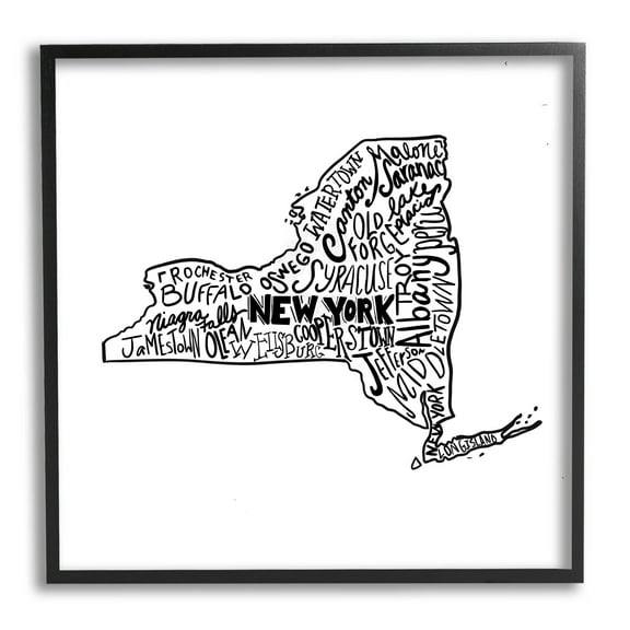 Stupell Industries New York State Cities Graphic Art Black Framed Art Print Wall Art, Design by The Saturday Evening Post