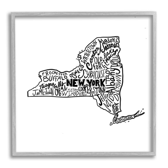 Stupell Industries New York State Cities Graphic Art Gray Framed Art Print Wall Art, Design by The Saturday Evening Post