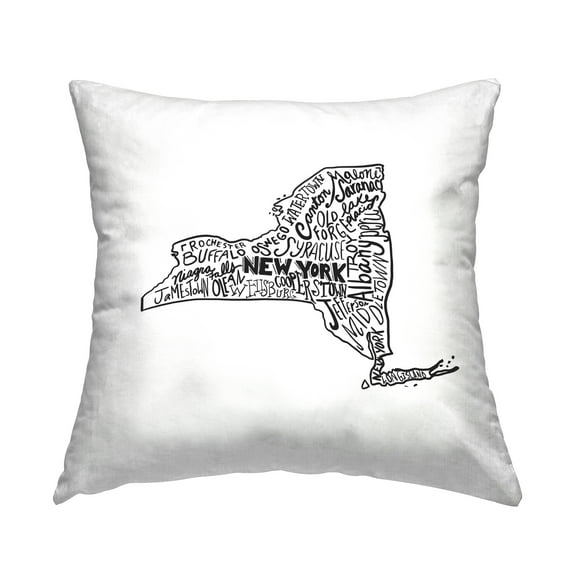 Stupell Industries New York State Shape Cities Typography Design by Saturday Evening Post Throw Pillow