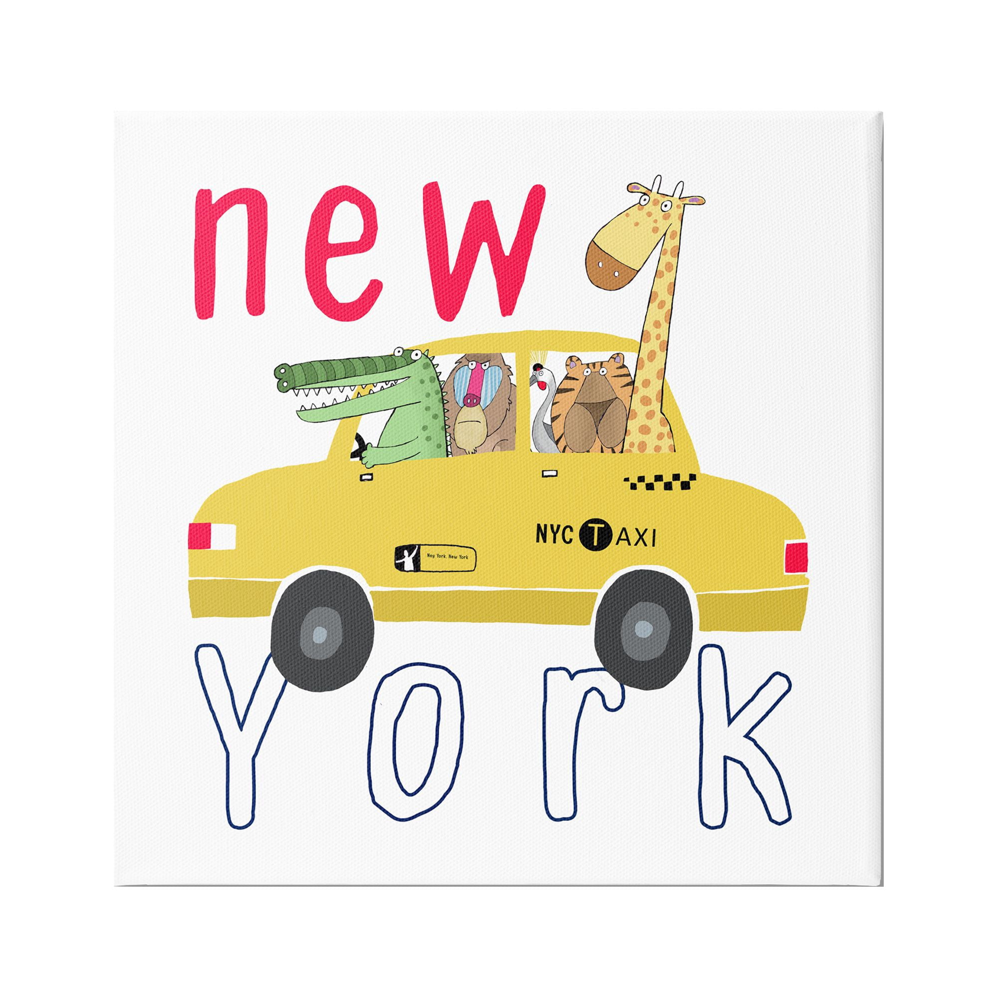 Stupell Industries New York Taxi Animals Animals & Insects Painting Gallery Wrapped Canvas Print Wall Art, 24 x 24