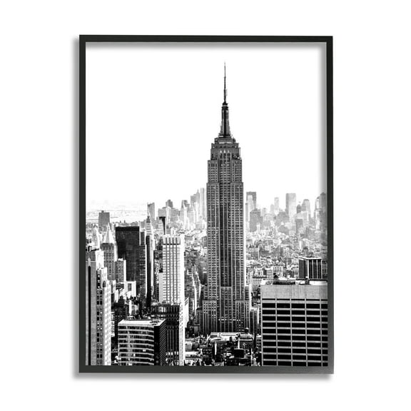 Stupell Industries New York Urban City Skyscrapers Downtown Skyline Photograph Black Framed Art Print Wall Art, Design by Bill Carson Photography
