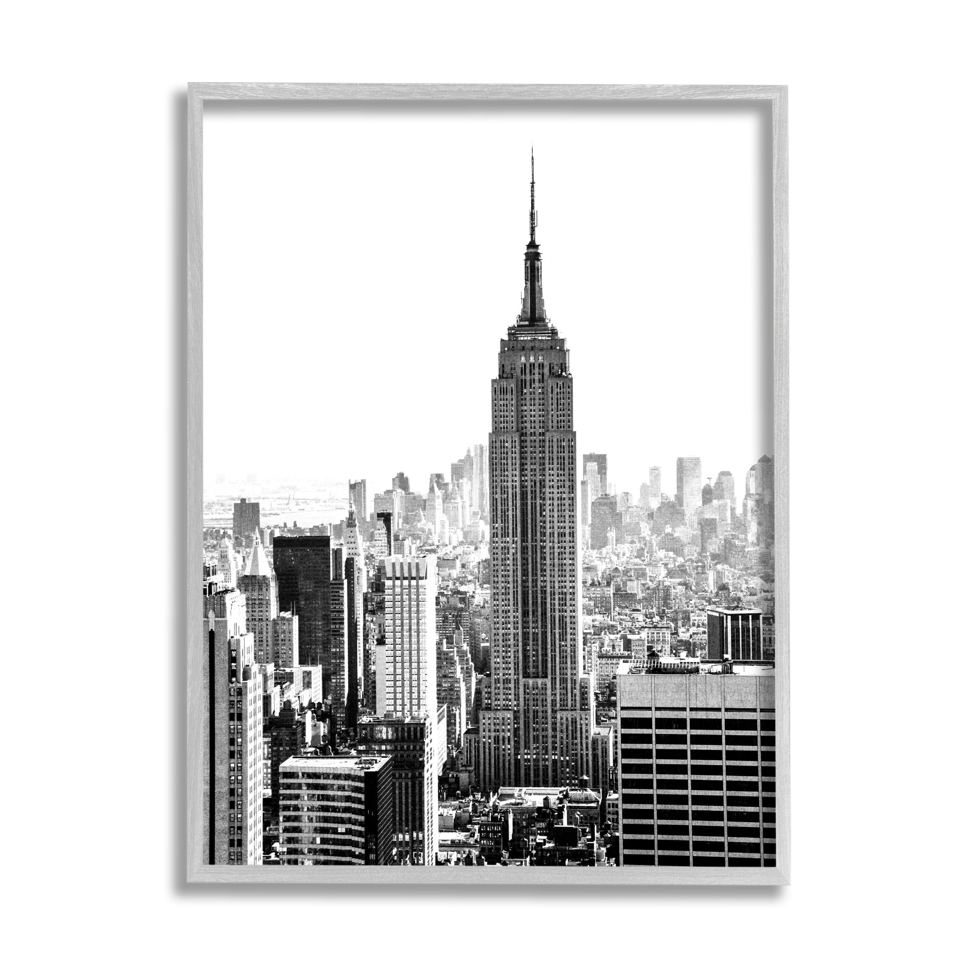 Stupell Industries New York Urban City Skyscrapers Downtown Skyline Photograph Gray Framed Art Print Wall Art, Design by Bill Carson Photography