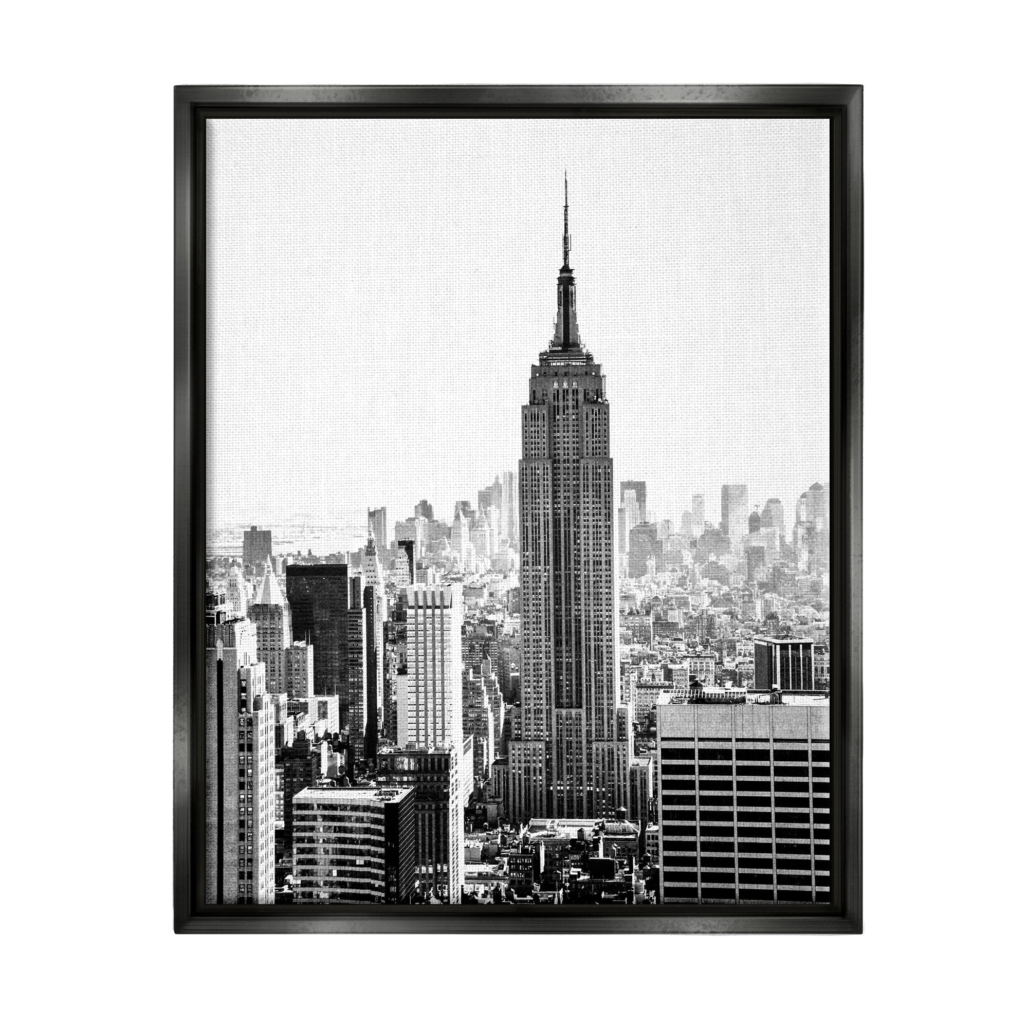Stupell Industries New York Urban City Skyscrapers Downtown Skyline Photograph Jet Black Floating Framed Canvas Print Wall Art, Design by Bill Carson Photography