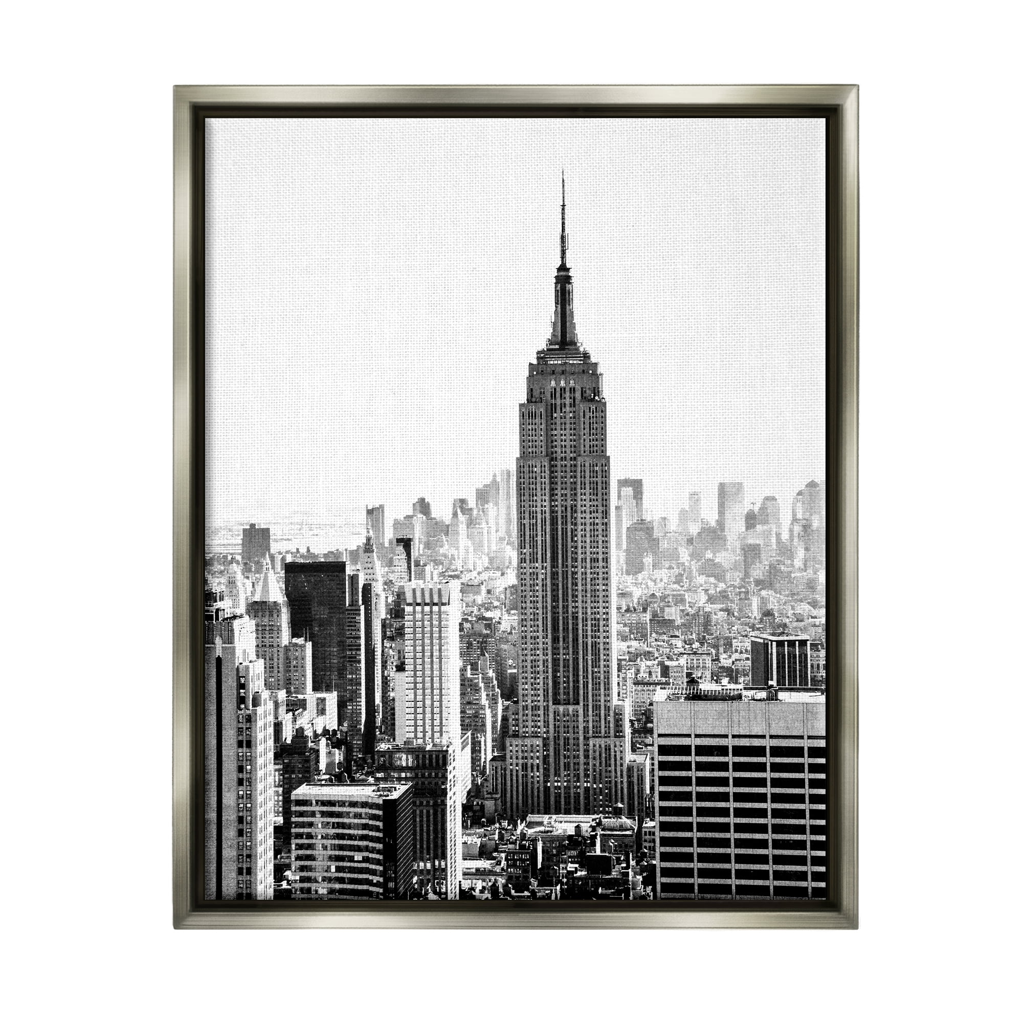 Stupell Industries New York Urban City Skyscrapers Downtown Skyline Photograph Luster Gray Floating Framed Canvas Print Wall Art, Design by Bill Carson Photography