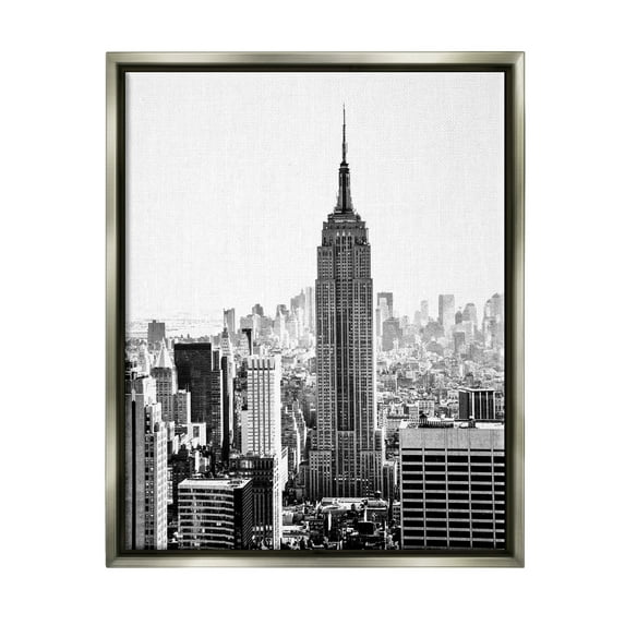 Stupell Industries New York Urban City Skyscrapers Downtown Skyline Photograph Luster Gray Floating Framed Canvas Print Wall Art, Design by Bill Carson Photography