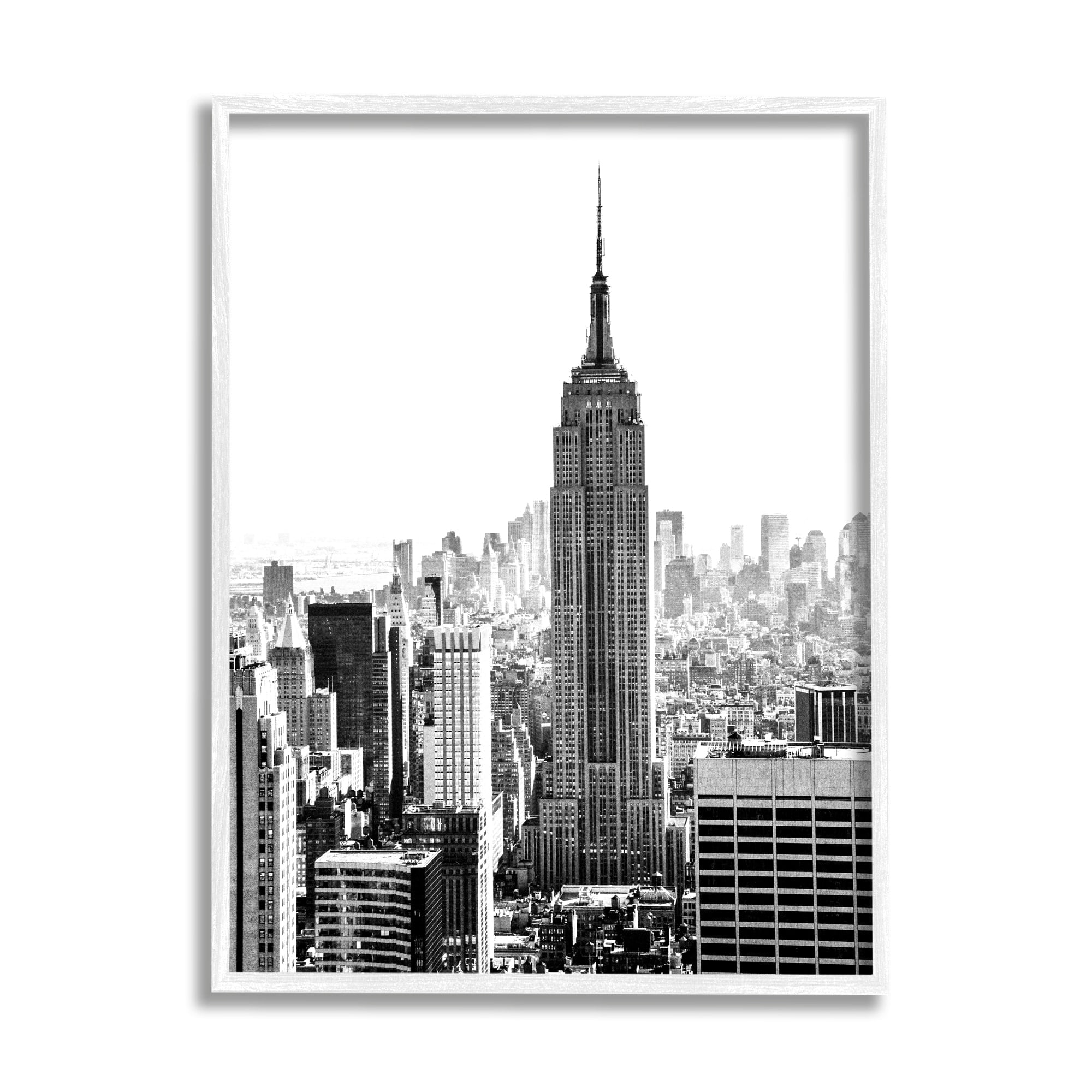 Stupell Industries New York Urban City Skyscrapers Downtown Skyline Photograph White Framed Art Print Wall Art, Design by Bill Carson Photography
