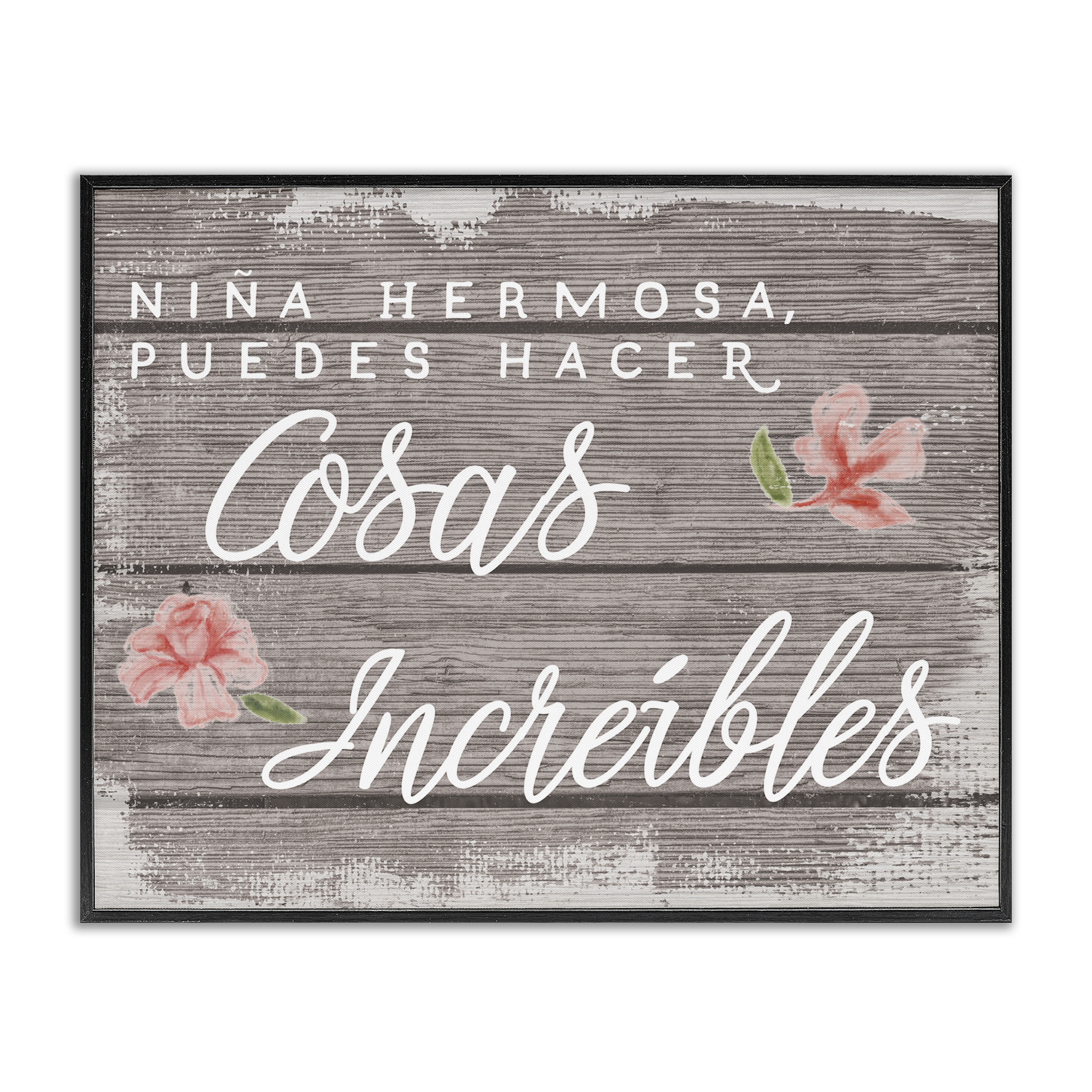 Stupell Industries Niña Hacer Cosas Increíbles Inspirational Quotes & Sayings Painting Black Framed Art Print Wall Art, 14 x 11