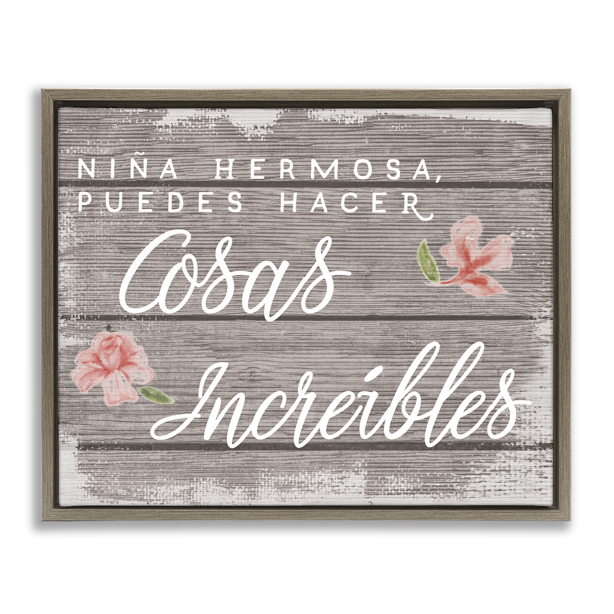 Stupell Industries Niña Hacer Cosas Increíbles Inspirational Quotes & Sayings Painting Brown Floater Framed Art Print Wall Art, 21 x 17