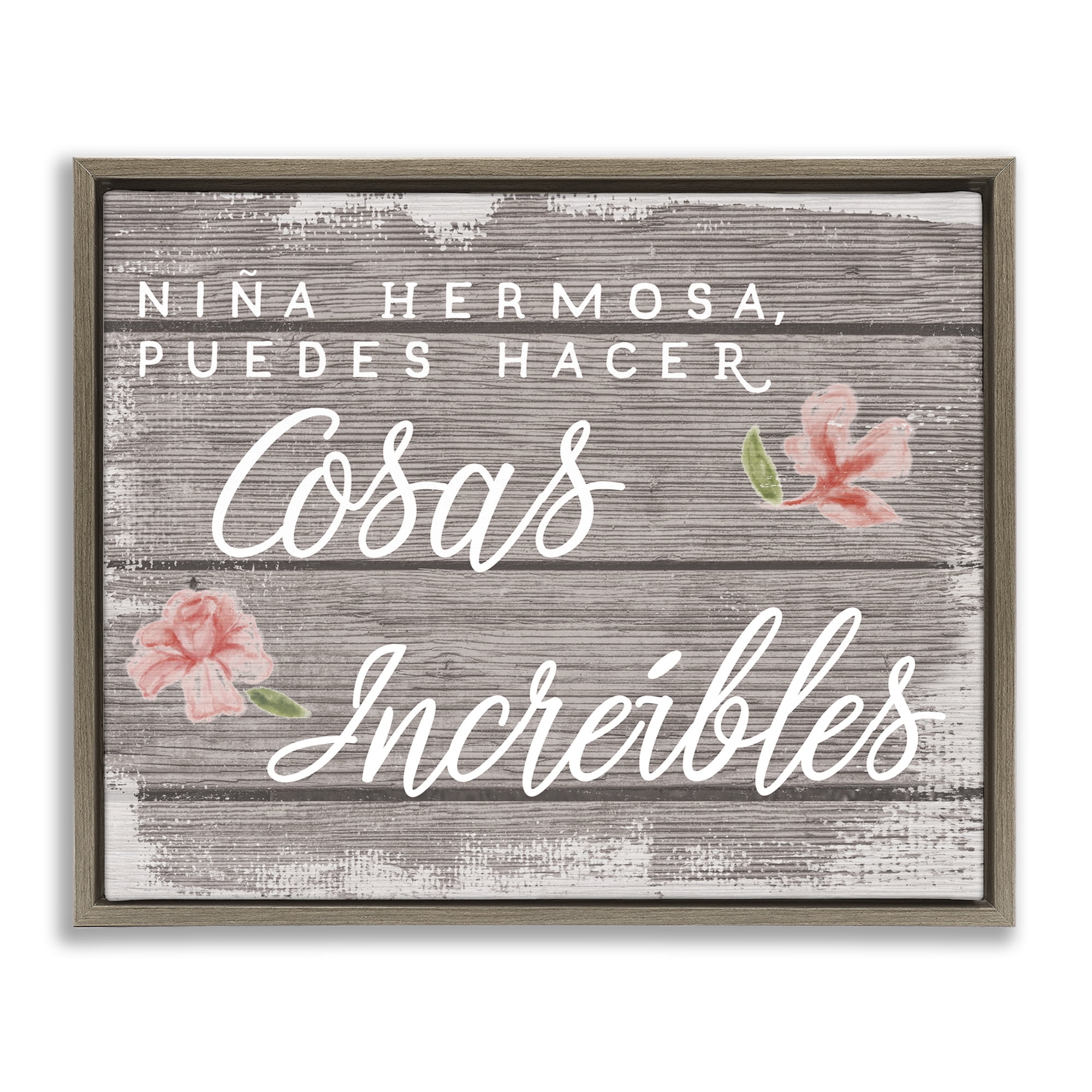 Stupell Industries Niña Hacer Cosas Increíbles Inspirational Quotes & Sayings Painting Brown Floater Framed Art Print Wall Art, 31 x 25
