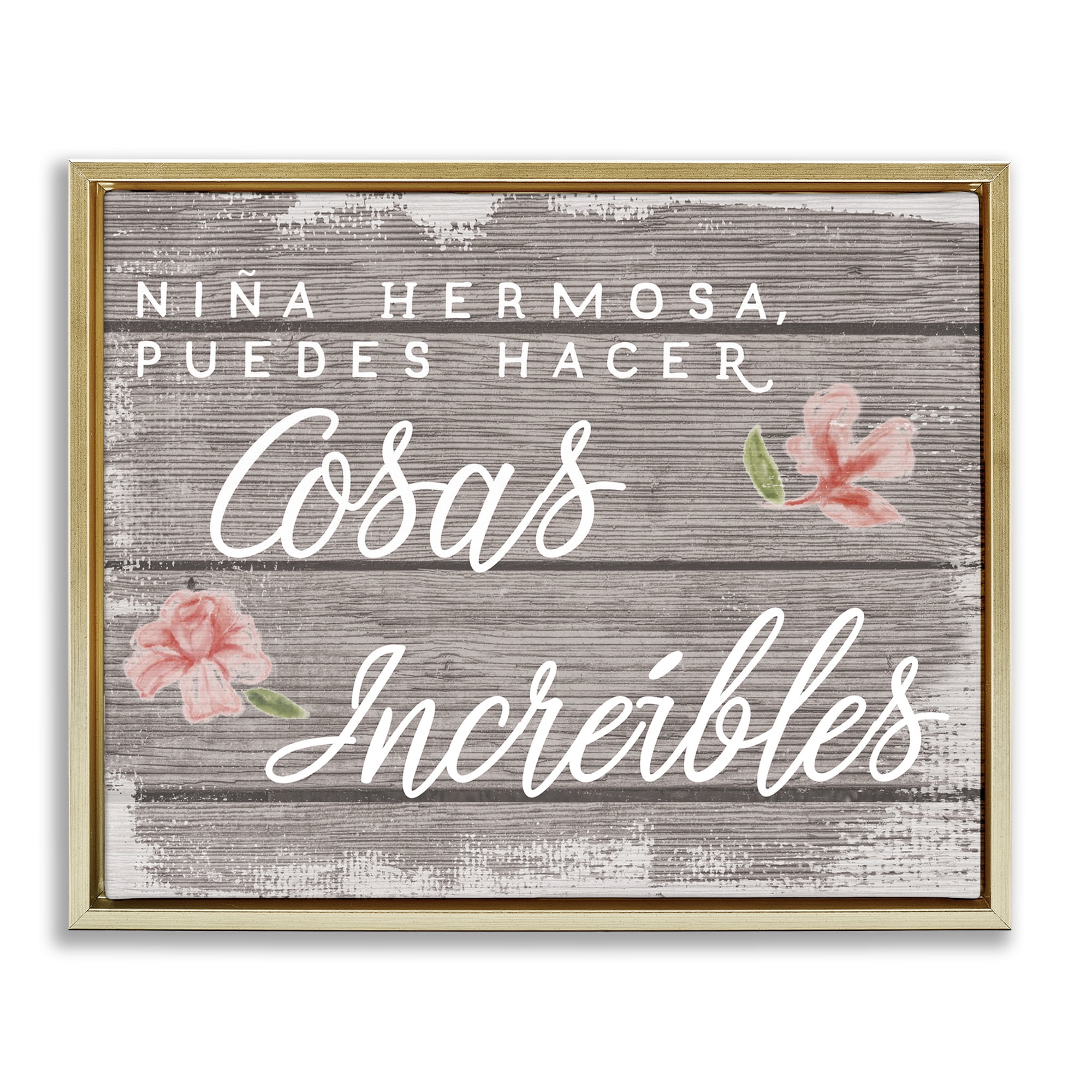 Stupell Industries Niña Hacer Cosas Increíbles Inspirational Quotes & Sayings Painting Gold Floater Framed Art Print Wall Art, 21 x 17