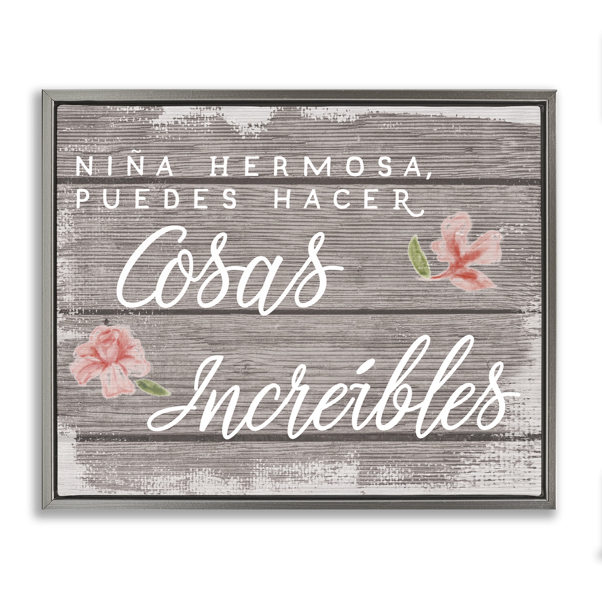 Stupell Industries Niña Hacer Cosas Increíbles Inspirational Quotes & Sayings Painting Gray Floater Framed Art Print Wall Art, 21 x 17
