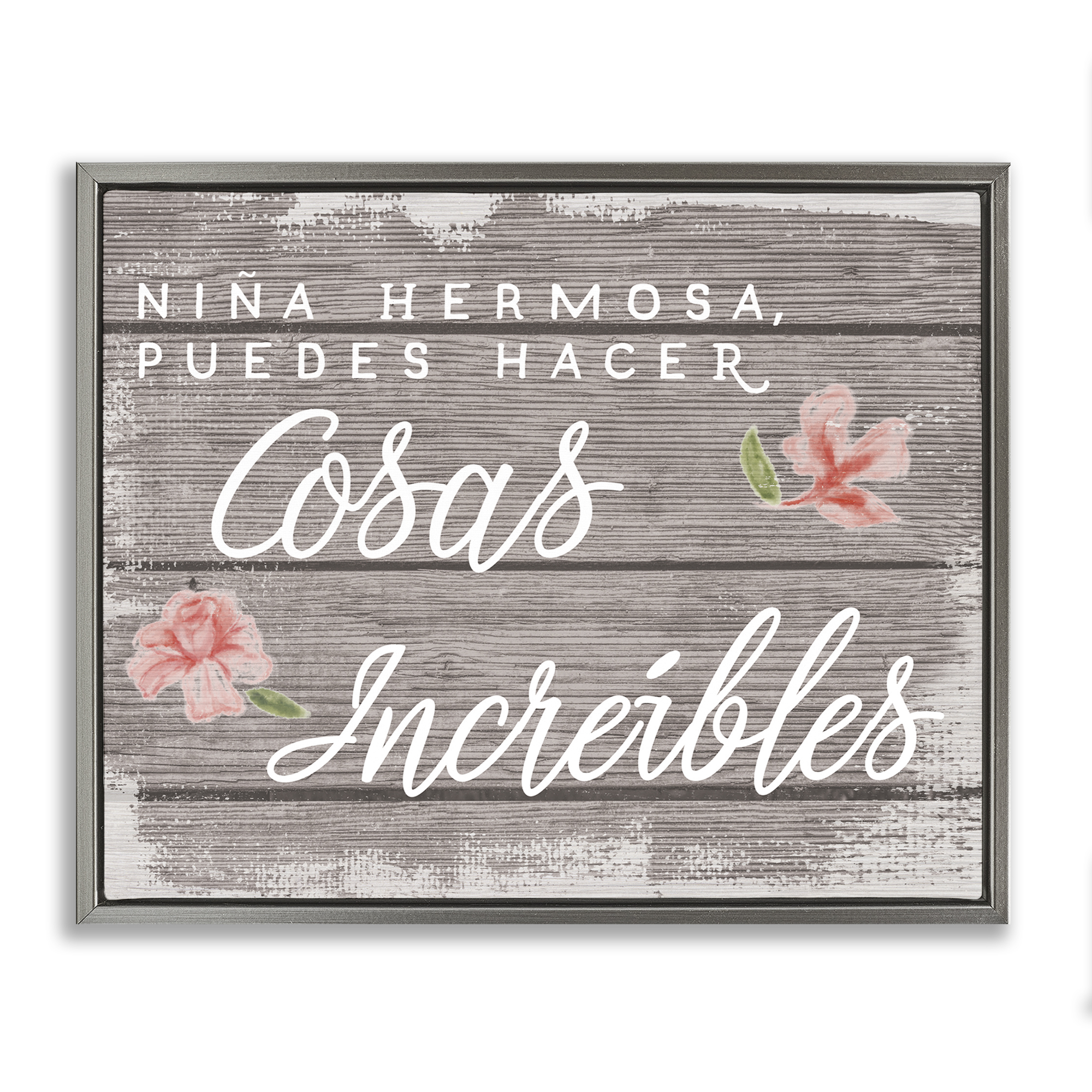 Stupell Industries Niña Hacer Cosas Increíbles Inspirational Quotes & Sayings Painting Gray Floater Framed Art Print Wall Art, 31 x 25