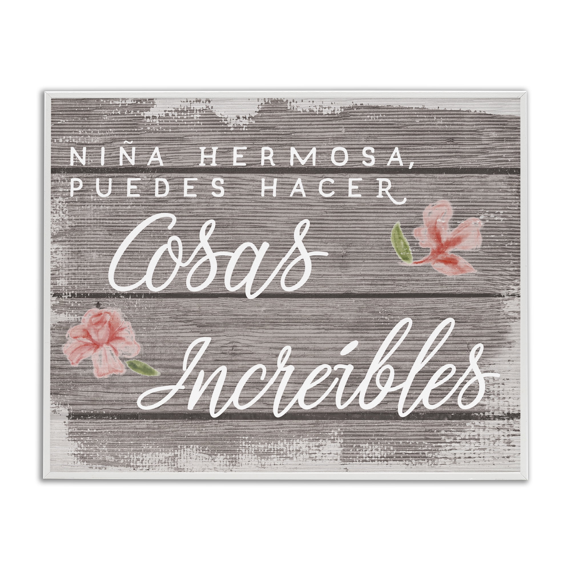 Stupell Industries Niña Hacer Cosas Increíbles Inspirational Quotes & Sayings Painting White Framed Art Print Wall Art, 30 x 24