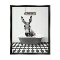 Stupell Industries Nice A** Bathroom Phrase Animals & Insects Painting Black Floater Framed Art Print Wall Art, 17 x 21