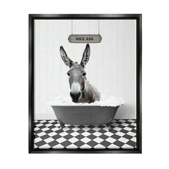 Stupell Industries Nice A** Bathroom Phrase Animals & Insects Painting Black Floater Framed Art Print Wall Art, 17 x 21