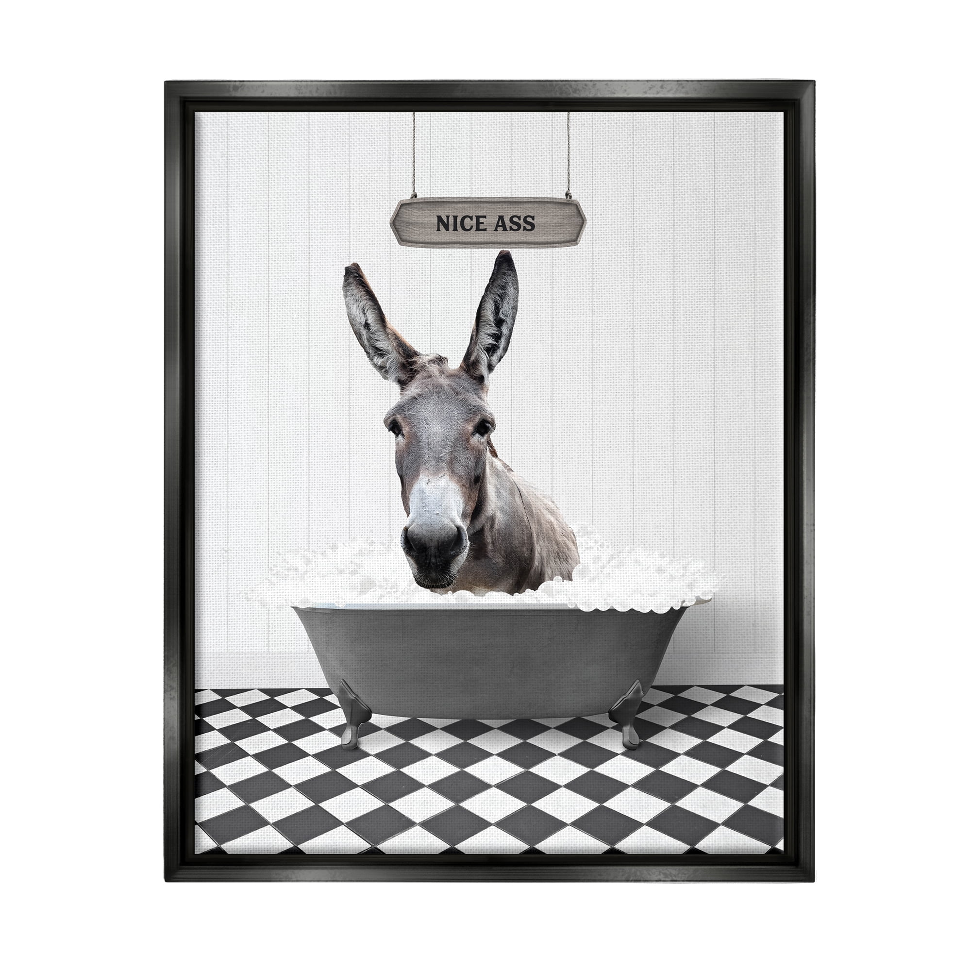 Stupell Industries Nice A** Bathroom Phrase Animals & Insects Painting Black Floater Framed Art Print Wall Art, 25 x 31