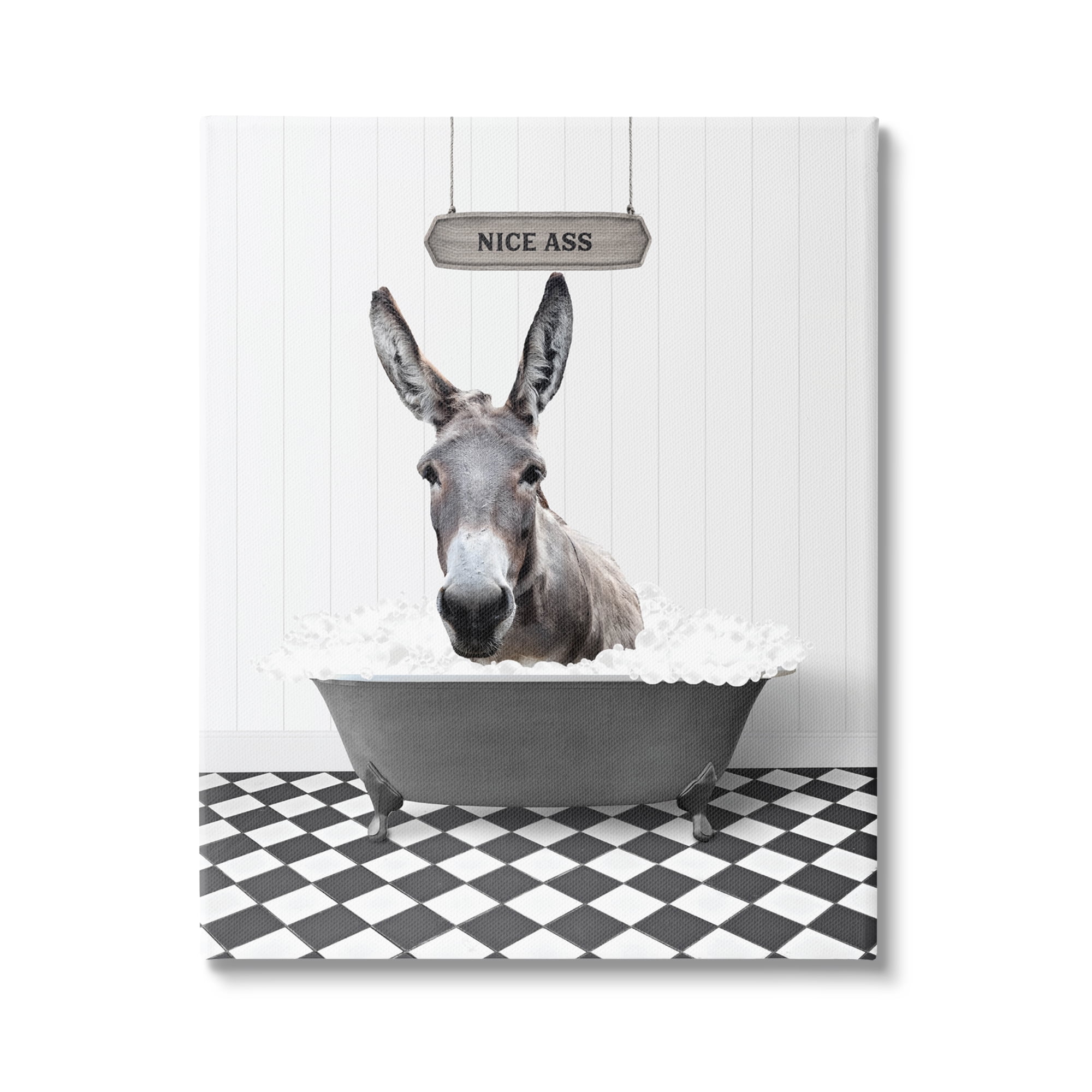 Stupell Industries Nice A** Bathroom Phrase Animals & Insects Painting Gallery Wrapped Canvas Print Wall Art, 30 x 40