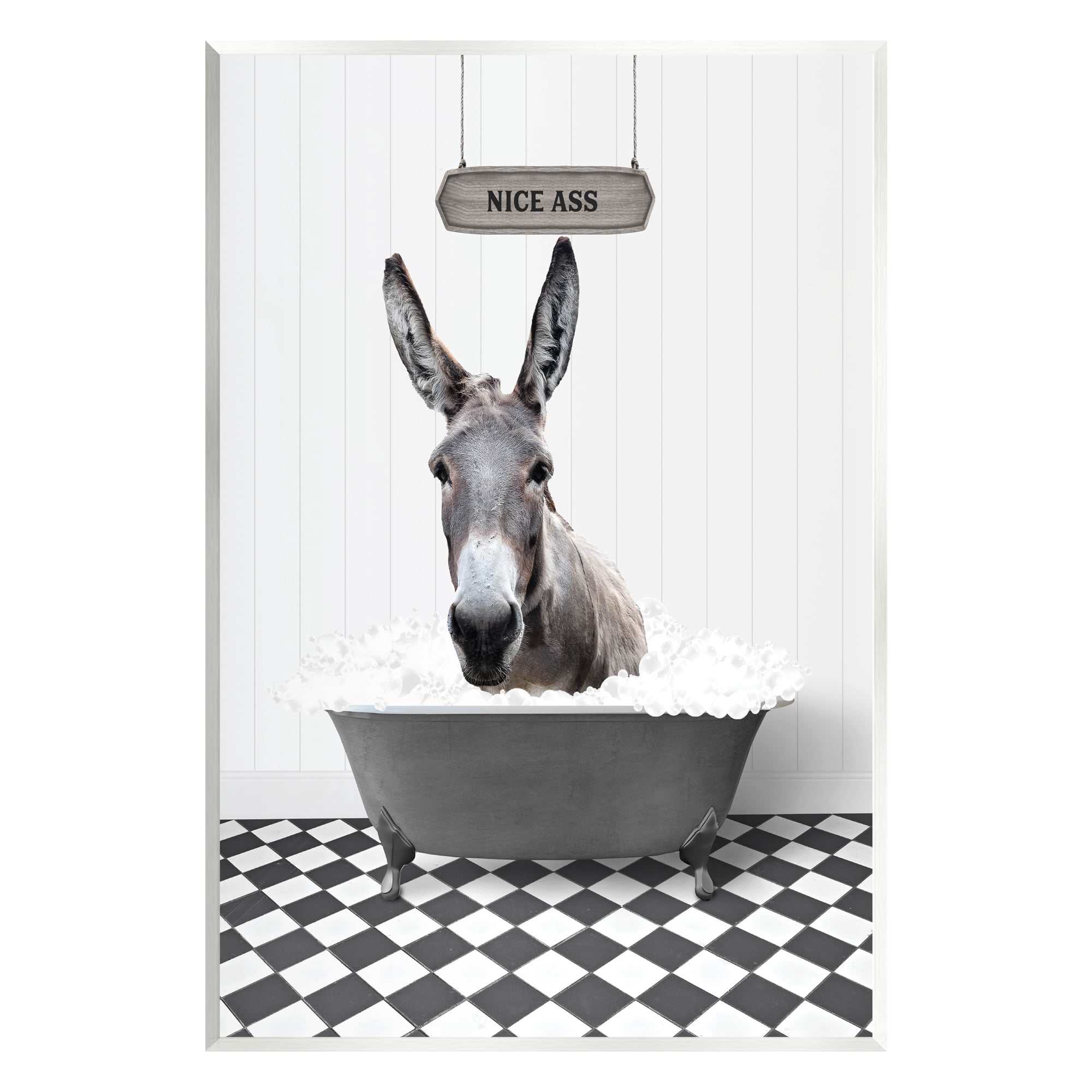 Stupell Industries Nice A** Bathroom Phrase Animals & Insects Painting Unframed Art Print Wall Art, 13 x 19